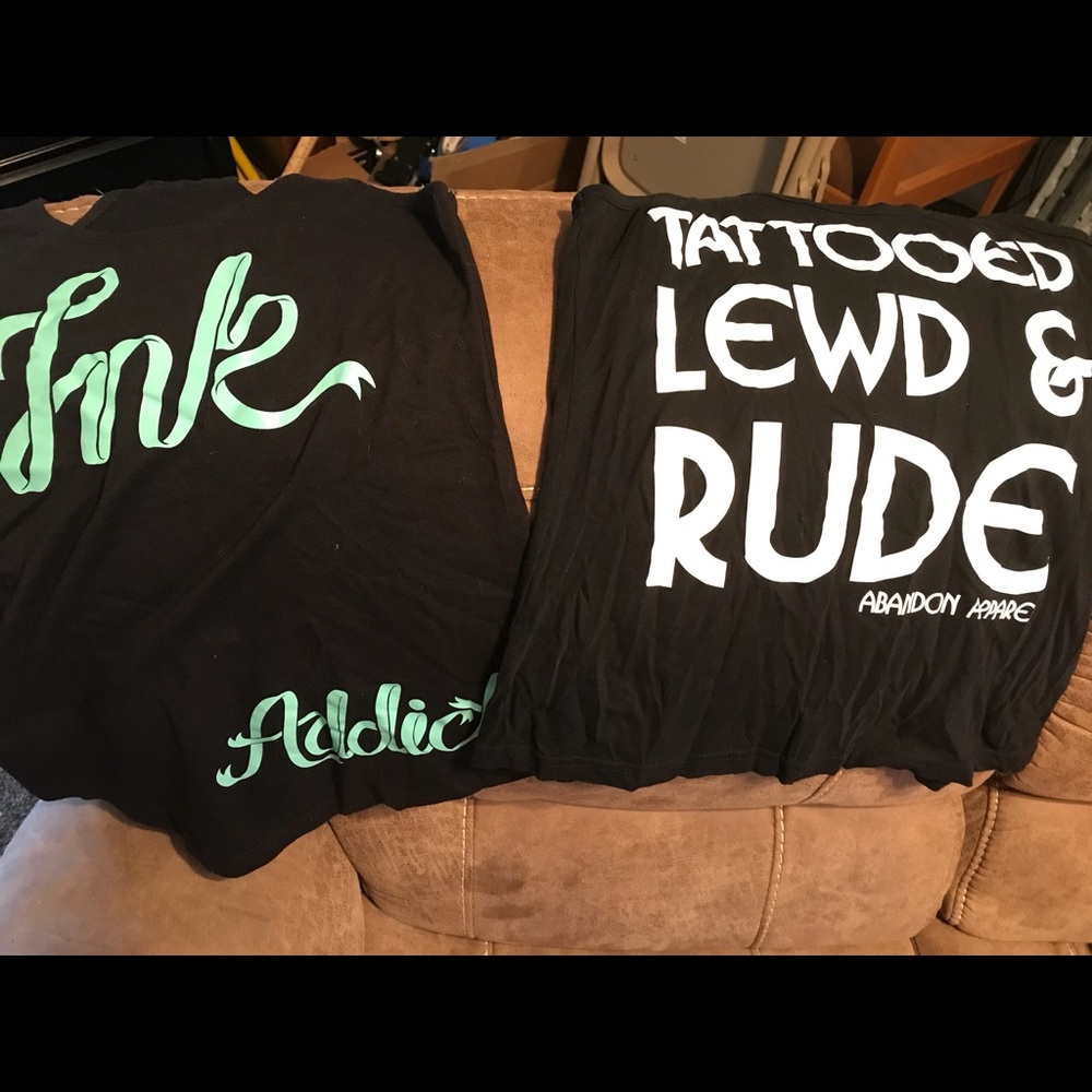 Tattoo tank tops one size M the other size S